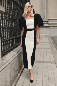 falda crepe blanco y negro para invitada boda