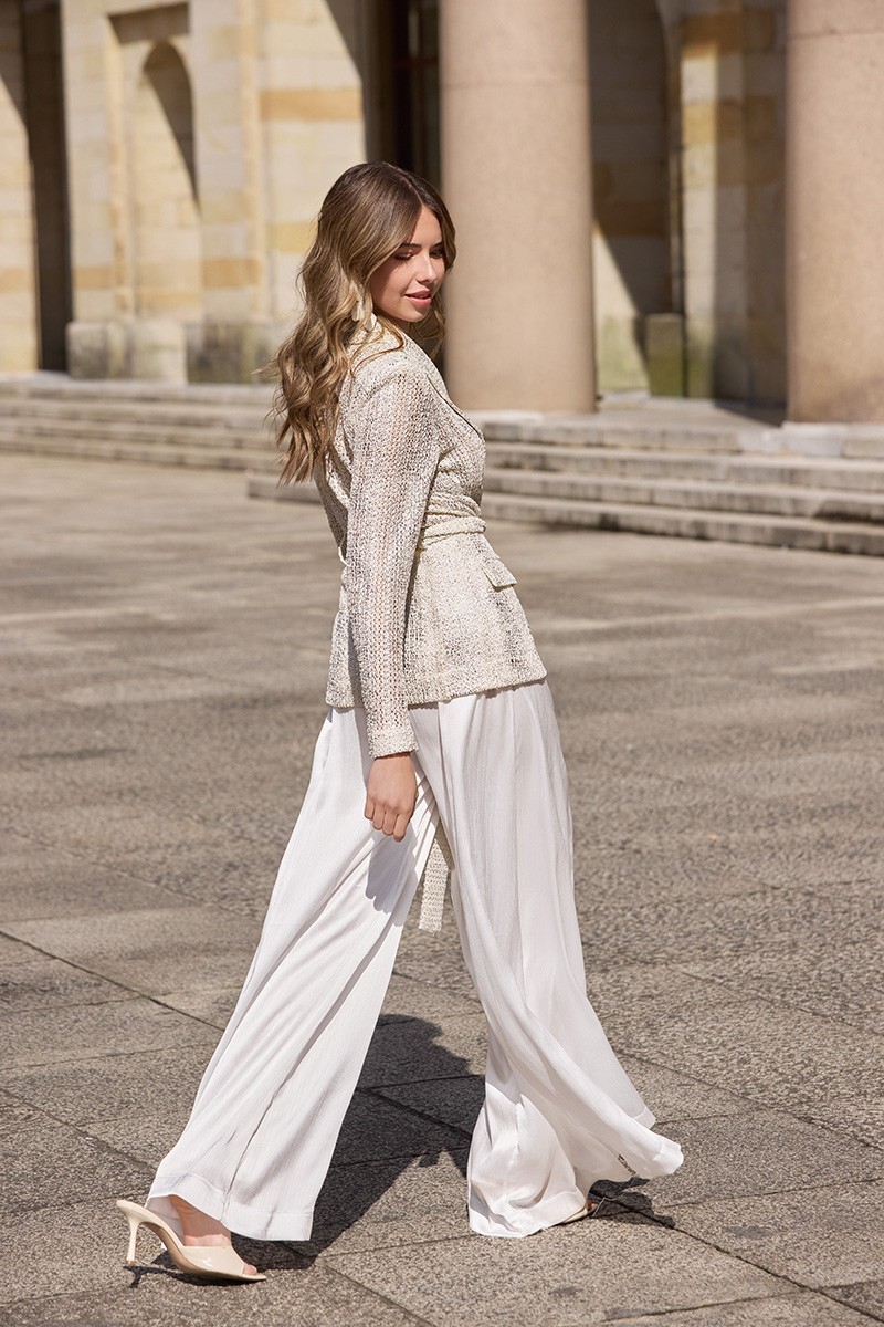 falda pantalon brocado blanco novia civil mama de comunion