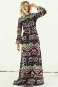 vestido de fiesta largo estampado etnico para invitadas bodas