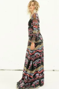 vestido de fiesta largo estampado etnico para invitadas bodas
