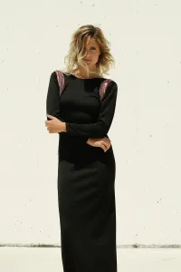 vestido largo negro de punto de fiesta otoño 2019