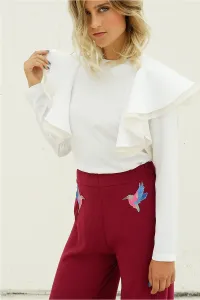 pantalon palazzo frambuesa pajaros cintura