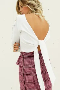blusa blanca manga larga crepe fino