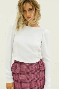 blusa blanca manga larga crepe fino