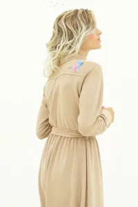 vestido largo ante beige camisero pajaros