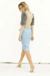 falda piel corta azul cielo e