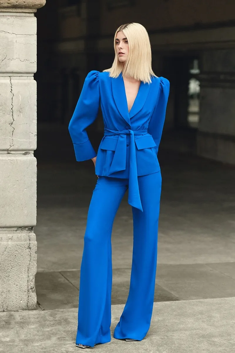 Pantalón Palazzo Crepe azul klein para invitada