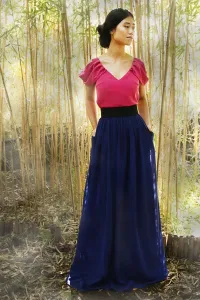 falda larga azul marino