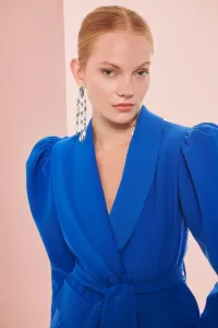 Chaqueta americana crepe azul klein manga abullonada