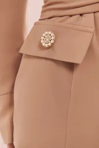 Chaqueta americana creoe camel manga abullonada