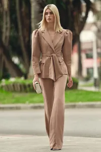 Pantalón Palazzo Crepe camel para invitada
