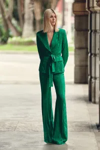 Chaqueta blazer jacquard verde invitada