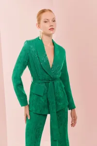 Chaqueta blazer jacquard verde invitada