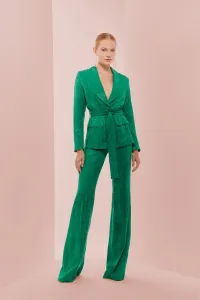 Chaqueta blazer jacquard verde invitada