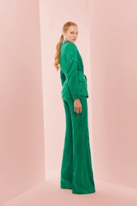 Chaqueta blazer jacquard verde invitada