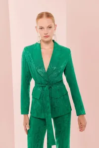 Chaqueta blazer jacquard verde invitada