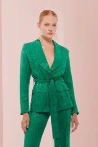 Chaqueta blazer jacquard verde invitada
