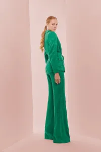 Chaqueta blazer jacquard verde invitada