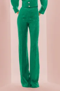 Pantalón Palazzo con jacquard fluido verde para invitada boda