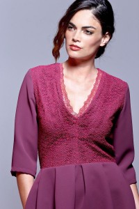 vestido de fiesta midi de vuelo marsala