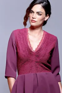 vestido de fiesta midi de vuelo marsala