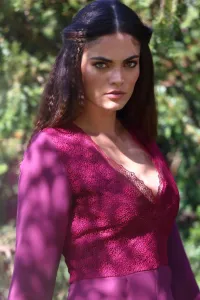 vestido de fiesta midi de vuelo marsala