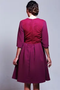 vestido de fiesta midi de vuelo marsala