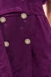 Vestido midi con mangas abullonadas rosa tornasolado y solapa negra