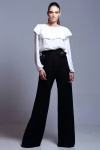 comprar online blusa blanca de vestir con volante para fiesta