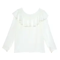 comprar online blusa blanca de vestir con volante para fiesta