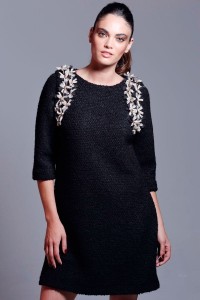 vestido corto negro de baguilla de lana con lazos adorno chanel