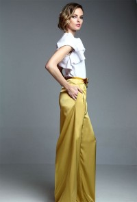 Pantalon ancho mostaza de apparentia collection online