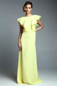 Vestido largo fiesta amarillo con volantes de apparentia