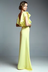 Vestido largo fiesta amarillo con volantes de apparentia