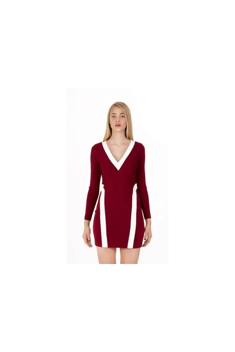 Vestido de fiesta neopreno burdeos y blanco de felipe albernaz