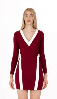 Vestido de fiesta neopreno burdeos y blanco de felipe albernaz