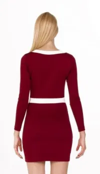 Vestido de fiesta neopreno burdeos y blanco de felipe albernaz
