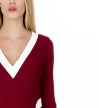 Vestido de fiesta neopreno burdeos y blanco de felipe albernaz