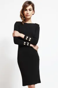 vestido corto de fiesta negro con escote en espalda con cadena
