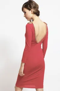 vestido corto de fiesta rojo con escote en espalda con cadena