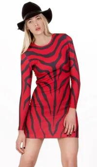 vestido de fiesta corto rojo con estampado cebra de felipe albernaz