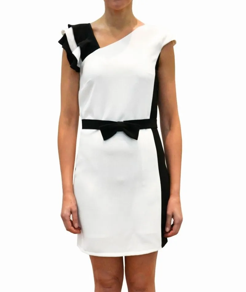 Vestido de fiesta blanco y negro