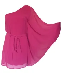 Vestido asimetrico manga muercielago