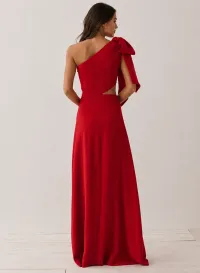 vestido largo azul con abertura