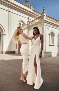 falda midi recta de tul blanco flores reliebe para novia