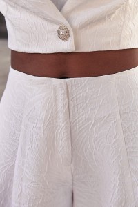 falda pantalon brocado blanco novia civil mama de comunion