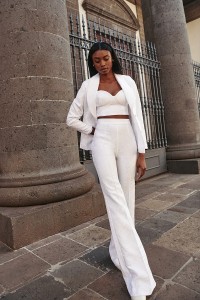 top corto corpiño brocado blanco para novia