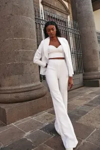 top corto corpiño brocado blanco para novia