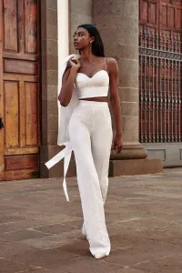 top corto corpiño brocado blanco para novia