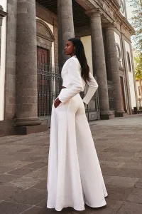 Chaqueta corta brocada blanca novia